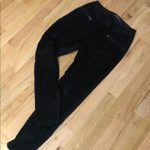 Black suede stretch pants